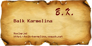 Balk Karmelina névjegykártya
